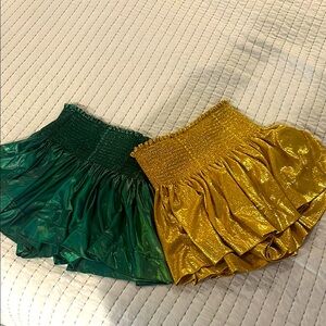 Stylish Green and Gold Women's Skort set ✨ shiny BOTH included in one price